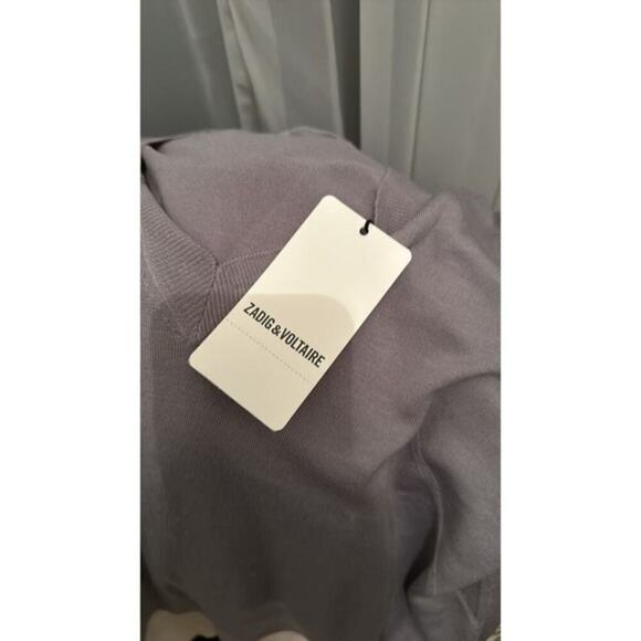 Zadig & Voltaire Happy Army Studded Elbow V Neck Sweater - Picture 3 of 11